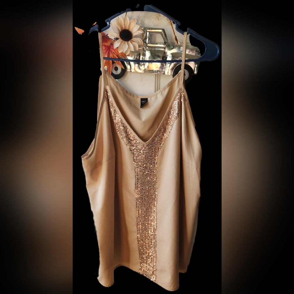 Elegant Beige Sequin Women's Top